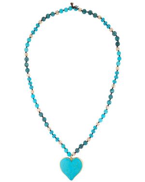 Saachi Heart Stone Beaded Necklace - Blue
