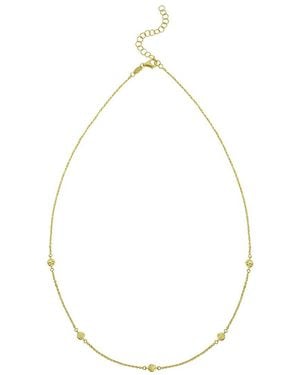 Italian Gold 14K Diamond Cut Tennis Bead Necklace - White