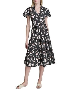 DKNY Faux Wrap Midi Dress - Black