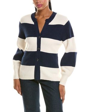 525 America Rugby Stripe Crewneck Cardigan - Blue