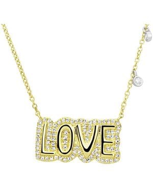 Meira T 14K Two-Tone 0.35 Ct. Tw. Diamond Love Bubble Necklace - Metallic