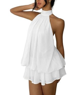 BELLA DESERT Halter Mini Dress - White