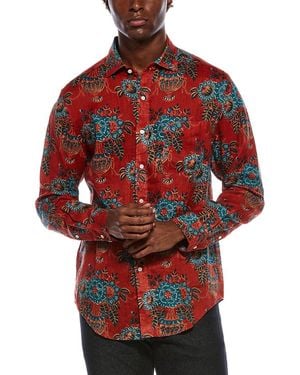 J.McLaughlin Gramercy Linen Woven Shirt - Red