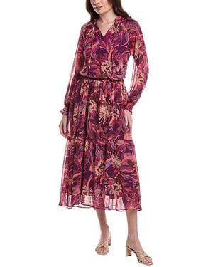 Fate Abstract Print Chiffon Tiered Maxi Dress