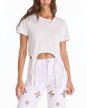 The Noli Shop Diana Satin Bow Shirt - White