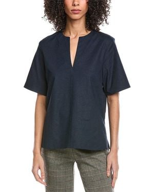 Vince Easy Linen-Blend Top - Blue