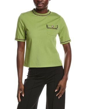 Gracia Chain Link Trim T-Shirt - Green