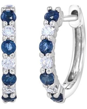 Gemstones 14K 0.40 Ct. Tw. Sapphire Hoop Earrings - Blue