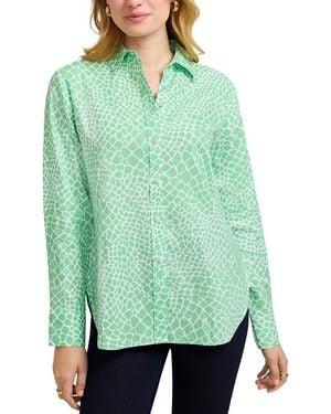 Foxcroft Meghan Giraffe Linen-Blend Shirt - Green