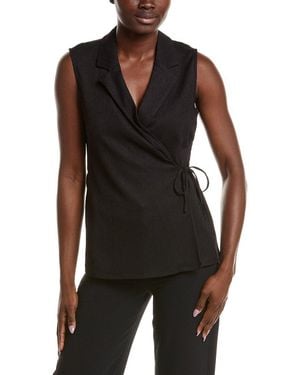 Anne Klein Notched Neck Wrap Top - Black
