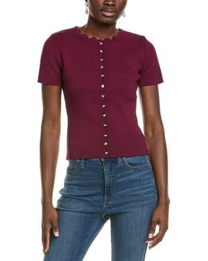 Endless Rose Scalloped Accent Button Top - Purple