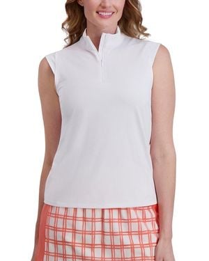 Stella Parker Mock Zip Top - White