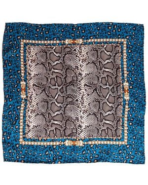Blue Pacific Safari Silk Square Neckerchief - Blue