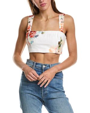 Hemant & Nandita Linen-Blend Corset Top - Blue