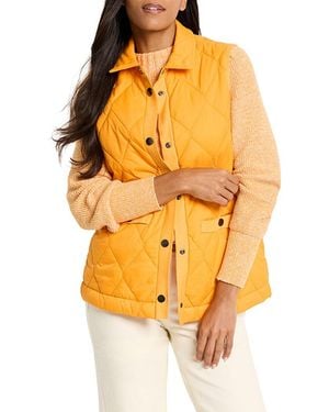 NIC+ZOE Knit Trim Puffer Vest - Orange