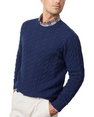 J.McLaughlin Eamon Solid Cable Cashmere Jumper - Blue