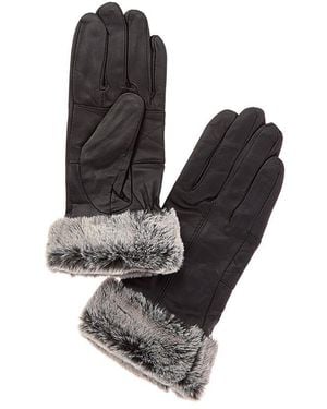 Surell Accessories Pieced Leather Gloves - Black