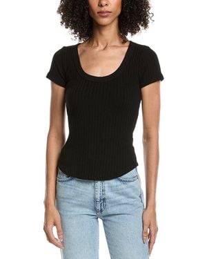 Project Social T Julie Scoop Neck Jumper Rib T-Shirt - Black