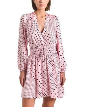 10 Crosby Derek Lam Calanthe Printed Satin Long Sleeve Dress - Red