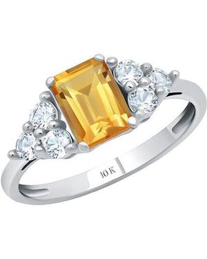 MaxColor 10K 0.70 Ct. Tw. Citrine Halo Ring - White