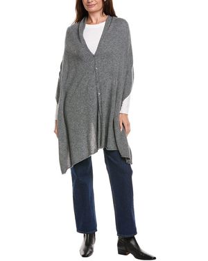 Amicale Cashmere Button Shoulder Cashmere Poncho - Grey