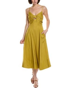 Astr Celina Linen-Blend Midi Dress - Yellow