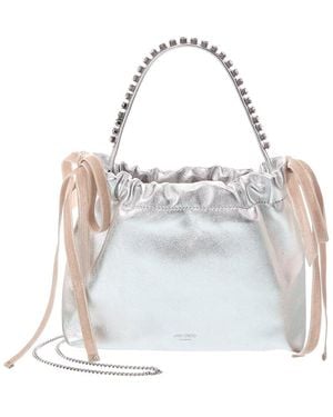 Jimmy Choo Drawstring Mini Leather Tote - White