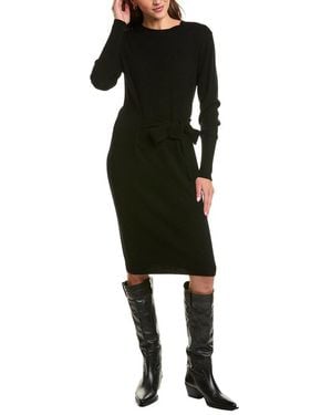 Forte Waist Tie Crewneck Wool & Cashmere-Blend Sweaterdress - Black