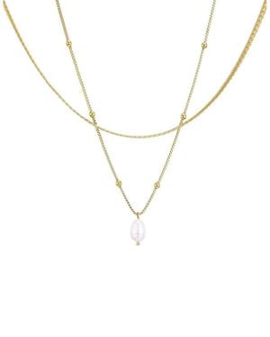 Adornia 18K Plated Stainless Steel 7Mm Pearl Necklace - Metallic