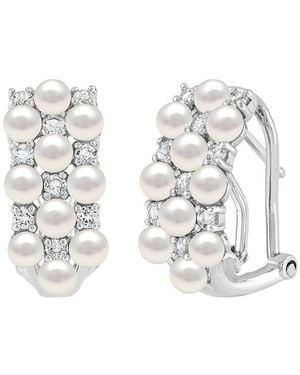 Lab Grown Gemstones Lab-Grown Pearl & 3Mm Pearl Hoop Earrings - White