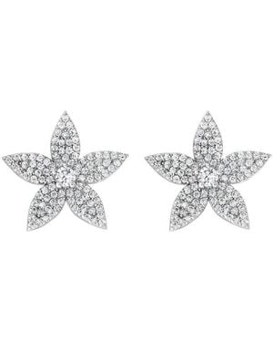 Suzy Levian CZ Jewelry Suzy Levian Cz Pave Flower Earrings - White