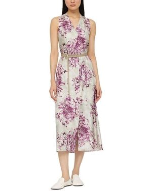 Lafayette 148 New York V-Neck Midi Dress - Red