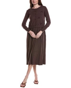 ANNA KAY 2pc Knit Susanna Cardigan & Dress Set - Brown