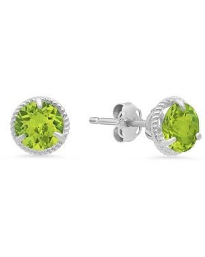 MaxColor 14K 1.50 Ct. Tw. Peridot Halo Studs - Green