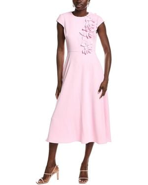 Badgley Mischka Corsage Full Skirt Midi Dress - Pink