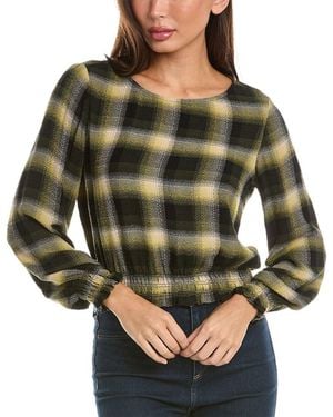 Bella Dahl Long Sleeve Smocked Blouse - Green