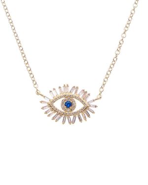 Juvell 18K Plated Cz Evil Eye Necklace - Metallic
