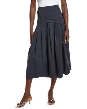 Gracia Midi Length Pleated Skirt - Blue