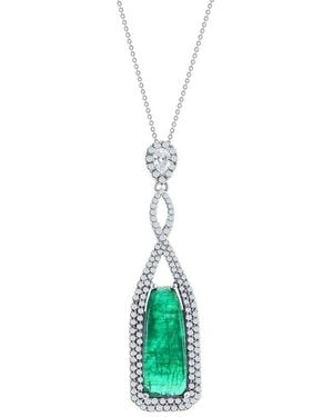 Jewels by Viomo 18K 15.88 Ct. Tw. Diamond & Emerald Pendant - White