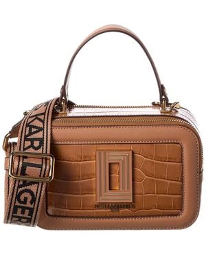 Karl Lagerfeld Simone Leather Crossbody - Brown