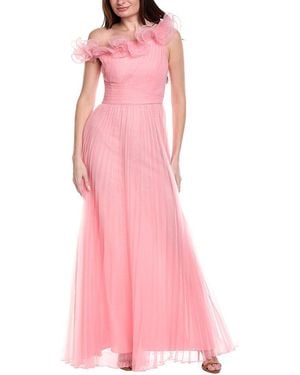 Marchesa Scuplted Wave A-Line Dress - Pink