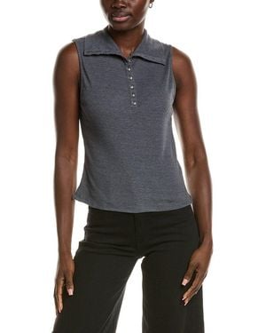 Chaser Brand Rib Knit Button Down Tank Top - Gray