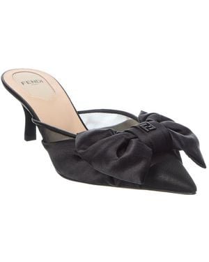 Fendi Colibri Satin & Mesh Slingback Mule - Black