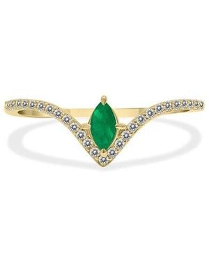 Gem Spark 14K 0.27 Ct. Tw. Diamond & Emerald Ring - White