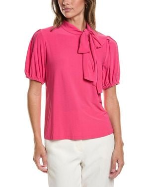 Cece Tie Neck Bow Knit Top - Red