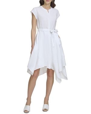 DKNY Cap Sleeve Linen Top - White
