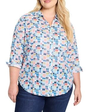 NIC+ZOE Plus Portofino Boyfriend Shirt - Blue