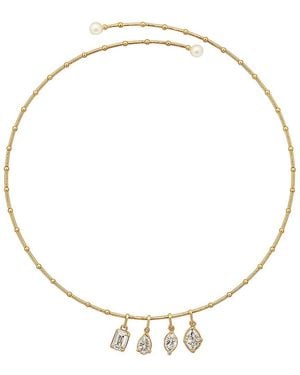 Maitre De Diamant 18K 3.35 Ct. Tw. Lab-Grown Diamond Mixed Diamond Charm Choker Necklace - Metallic