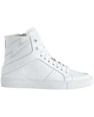 Zadig & Voltaire High Flash Smooth Leather Trainer - Grey