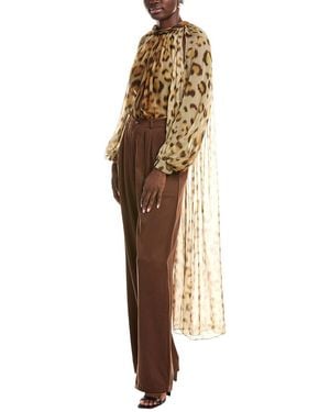 Oscar de la Renta Woven Silk Blouse - Metallic